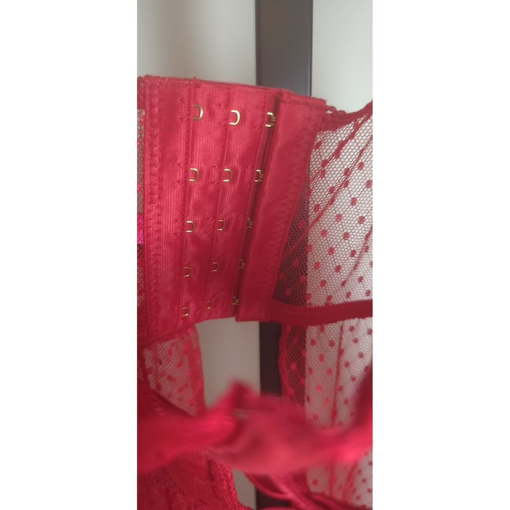 Seven Til Midnight Midnight Women's M Red Lace‎ Lingerie push up bra sheer lace - Picture 4 of 15
